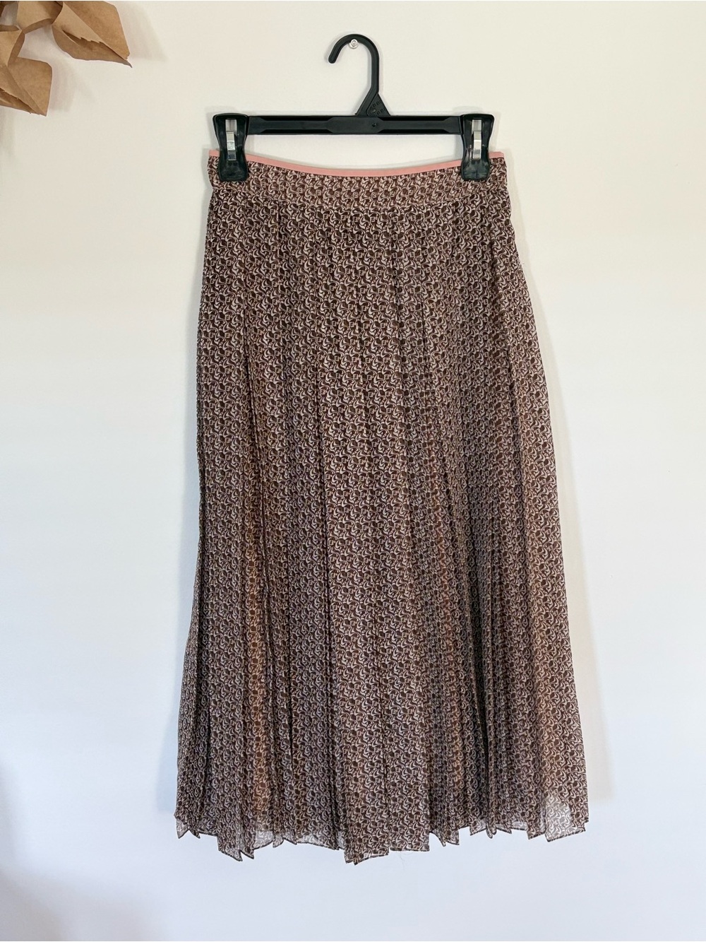 Fendi Zucca Monogram Silk Pleated Midi Skirt Size 2 (IT38)